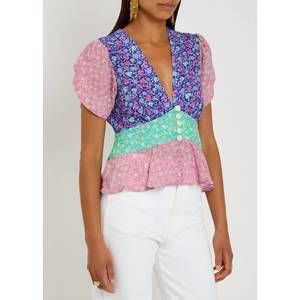 NEW RIXO reine classic v-neck top in multicolor